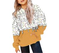 Générique Felpe con Cappuccio Carine per Adolescenti - Stile Preppy gradiente e Maniche Lunghe Hoodie Oversized Moda Abbigliamento Giovani Ragazze (Bianco, 7-8 Anni)