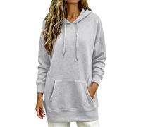 Générique Felpe con cappuccio da donna casual con cappuccio lungo, Light Ashy, S