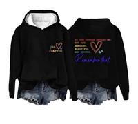 Générique Felpe da donna con stampa Letter - Felpa da donna con cappuccio, tinta unita, felpa a maniche lunghe, top chic, casual, per primavera, autunno, felpa all'aperto, Nero , L