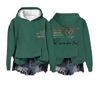 Générique Felpe da donna con stampa Letter - Felpa da donna con cappuccio, tinta unita, felpa a maniche lunghe, top chic, casual, per primavera, autunno, felpa all'aperto, verde, XS