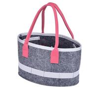 Générique Felt Tote Bag for Women, Felt Grocery Carrying Case, Portable Oval Organizer, Foldable Travel Toy Container with Handles, Multi-Purpose Storage for Cosmetics and Arts Supplies, Rosa, Se