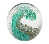 Générique Fermacarte decorativo in vetro, motivo onda blu-verde, palla da 8 cm, 650 g