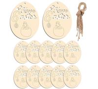 Générique Festive Timber - Unfinished Easter Egg Ornaments for DIY | Eco Friendly Solid Wood with Blank Canvas & Lightweight Hanging Design for Family Gatherings, Bedroom and Apartments