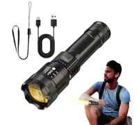Générique Flashlights For Home - High-Power 250,000 Waterproof | Zoomable Flashlight With 3 mode (forte, medio, strobe) | Type-C ricaricabile per campeggio, Hiking, Night Riding