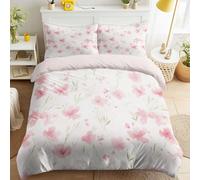 Générique Fleurs Coups de brosse Blanc Cassé housse de couette 220 x 240 cm, Parure da letto 3 pezzi con 2 federe, Set di biancheria da letto in microfibra per camera da letto della ragazza