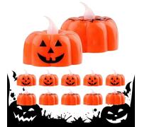 Générique Flickering Tea Light Candles, Flameless Pumpkin Flicker Lamps, 12 pezzi Versatile Decor, Battery Operated LED Lights for Garden Engagement Dinner Thanksgiving Wedding Decor Events
