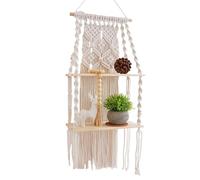 Générique Floating Shelf - Macrame Hanging Shelves | Floating Tapestry Boho Shelves Bohemian Macrame for Bedroom Living Room Nursery Bathroom Home Decor Hand-Woven Tassel Plant Holder for Home
