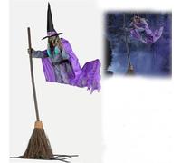 Générique Flying Witch Halloween Decor on Broom,2025 New Flying Hover Witch,Flying Witch Decor, 6Ft Animated Hovering Witch Halloween Animatronic,Hovering Witch for Halloween Outdoor Decoration