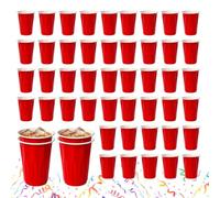 Générique Food Grade Thickened Stackable Party Cup 50 pezzi 500 ml | Party Drinking Red Bar Cups for Home BBQ Picnic Christmas Music Festival Campeggio Indoor Outdoor Halloween