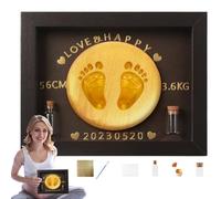 Générique Footprint Kit per bambini, Handprint Keepsake Kit, Wooden Baby Keepsake Kit, Safe Paint for Baby Prints, Baby Hand and Footprint Kit, Baby Shower Keepsake Gift, and Dad Keepsake
