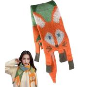 Générique Fox - Sciarpa invernale calda e confortevole con motivo, calda e invernale, per donne e uomini, per il freddo, regalo invernale per esterni o interni, 1arancione rosso, Se référer au