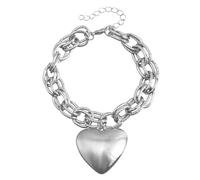 Générique Frasi Acciaio Coppia Anelli Punk Puffy Love Thick Chain Choker Necklaces Charm Statement Jewelry For Women Teen Girls Per Donne Amanti In Mm Anelli, Taglia unica, Metallo, Nessuna pietra