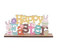 Générique Frohe Ostern Tischdekoration,Frohe Ostern Holzschild - Osterblumen Schild, Frühlings-Ostereier-Kaninchen-Tischdekoration, Kunsthandwerk-Dekoration für Wohnzimmer-Schlafzimmertisch