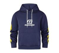 Générique G.A.S-G.A.S - Felpa con cappuccio da uomo a righe gialle con cordino regolabile e tasca per lo sport e il tempo libero, blu, X-Large