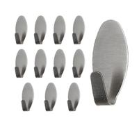 Générique Ganci a parete in acciaio inox, 12 pezzi Punch-Free Utility Hooks, forte aderenza per appendere Towels Clothes Scarves | Bathroom Kitchen Home Organization And Storage Accessory