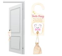 Générique Gancio per Porta Dente, Gancio Porta Fata Denti | Scatola di Raccolta Fata Dentale con d'Argento - Incoraggiamento in Legno con Borsa per l'arredamento della Camera da