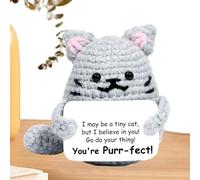 Générique Gatto di Supporto Emotivo, Gatto Crochet Positivo, Animali all'Uncinetto Fatti a Mano con Parole Ispiranti, Statuette Decorative Ufficio per la Casa Soggiorno Ufficio Cucina