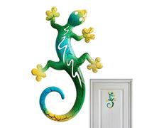 Générique Gecko Wall Art Outdoor, decorazione da parete in metallo lucertola - Decorazione colorata | Scultura in metallo colorata cava per giardino, patio, recinzione, finestra, tronco d'albero