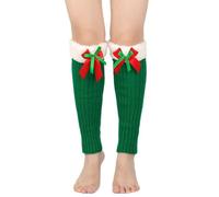 Générique Ghette per bambini e bambine con peluche Christmas Socks Warm Knit Pile Leg Guards Caldo Butterfly Knot Woolen Mouth Socks Ghette Basso, verde, Taglia Unica