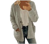 Générique Giacca da donna calda a mezza stagione, in pile da donna, abbigliamento tinta unita, con bottoni, giacche rilassate, abbigliamento a maniche lunghe, cappotto con due tasche, giacca bella