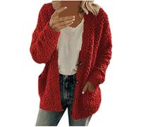 Générique Giacca da donna calda a mezza stagione, in pile da donna, abbigliamento tinta unita, con bottoni, giacche rilassate, abbigliamento a maniche lunghe, cappotto con due tasche, giacca bella