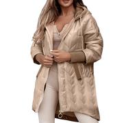 Générique Giacca da donna, invernale, caldo, con cappuccio, moda, modello sciolto, maniche lunghe, in cotone, imbottitura comfort caldo, per tempo freddo, piumino da donna, marrone, L