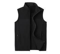 Générique Giacca Di Jeans Uomo Corta Moda E Comfortable Warm Full Zip Vest Fleece Vest Warm Vest Gilet Pelliccia Senza Uomo, Le Noir, XL
