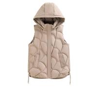 Générique Giacca gatto uomo Down Cotton Waistcoat femminile Autunno And Winter Shoulders Stand Up Collar Short Of Jacket Hundred Cotton Vest Coat Gilet con cappuccio da uomo, cachi., XXL