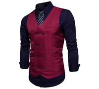Générique Giacca In Pelle Uomo Caro Giacca Casual Doppio Petto Uomo Moda Primavera e Autunno Gilet Uomo, rosso, XXL
