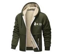 Générique Giacca in pile da uomo comoda e calda, invernale, con stampa alfabeto SS Felpa con cappuccio da uomo casual Cardigan morbido con coulisse e tasche, giacche antivento Cappotto Baggy, verde