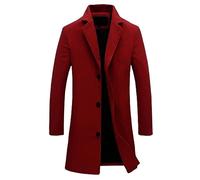 Générique Giacca lunga da uomo - Giacca da uomo con bottone Blazer a maniche lunghe tinta unita Cardigan senza cappuccio Baggy casual giacca slim fit minimalista, rosso, 5XL