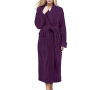 Générique Gilet Bouclette velluto corallo, camicia da notte con cappuccio, tasca autunnale e invernale, flanella spessa, maniche lunghe, accappatoio, abbigliamento per la casa Cappotti Senza, marrone