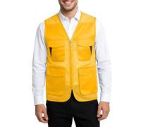 Générique Gilet Di Sicurezza Per Uomo E Donna Alta Visibilità Fluo Gilet Esterno Pesca Con Multi-Tasca Giacca Fotografica Senza Maniche Estate Leggero Traspirante Reporter Multifunzionale, giallo