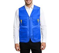 Générique Gilet Di Sicurezza Per Uomo E Donna Alta Visibilità Fluo Gilet Esterno Pesca Con Multi-Tasca Giacca Fotografica Senza Maniche Estate Leggero Traspirante Reporter Multifunzionale, blu