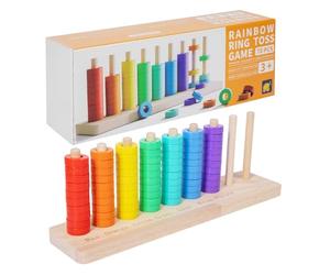 Générique Giocattoli di abbinamento per bambini, Wooden Color Sorting and Stacking Toy, Rainbow Circle Game, Color Recognition Sensory Toys, Wooden Logical Thinking Toys Early Learning Matching