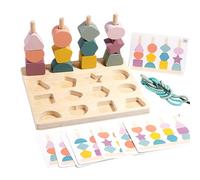 Générique Giocattolo di ordinamento delle forme per,Perline da infilare, giochi di apprendimento e associazione, giocattolo in legno di apprendimento sequenziale, per compleanno, scuola, sala giochi
