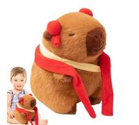 Générique Giocattolo di peluche Capybara , Cartone animato Capybara Toy - Bambole Capybara,9inch Giocattolo animale morbido, Accessori per capelli rossi e una sciarpa, per il compleanno degli