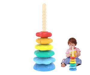 Générique Gioco di Anelli da impilare - Giocattoli di impilamento rotanti,Torre Sensoriali Arcobaleno Blocchi per ragazza ragazzo Tri apprendimento Sviluppo Compleanno