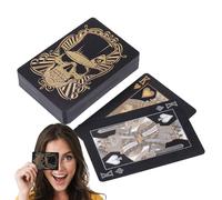 Générique Gioco di carte da gioco nero, carte da poker in PVC con teschio | Le carte da gioco in alluminio flessibile sono dotate di una scatola di immagazzinaggio per Texas Holdem Poker Go Fish