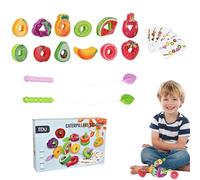 Générique Gioco di infilaggio,Stimolatore di coordinamento occhio-mano - Filo di frutta e verdura educativo per l'apprendimento materno casa viaggio ragazzi