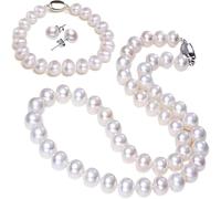 Générique Gioielli e set indiani d'acqua dolce da donna, collana, pendente, orecchie, braccialetto, festa della mamma, compleanno, fabbricazione da set formali (Beige, One Size)