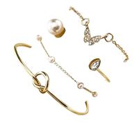 Générique Gioielli Elastico Magnetico Gioielli Peach Geometric Bracciale 4 Piece Set Per Uomo Bracciale Messaggi Uomini Anelli, A, alluminio alloy, Nessuna pietra preziosa