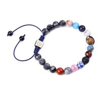 Générique Gioielli naturali The Eight Planets Star Handmade Natural Stone Beads Bracciale Bangle For Women Men Acciaio Rhodonite 2 Larghezza Argento Gioielli, Taglia unica, Silica gel, Nessuna pietra