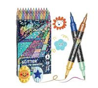 Générique Glitter Pens - 5.83 Inch Double Tip Coloring Tools | Water-Básed Safe Ink - 24 Vibrant Glitter Markers for DIY Crafts Scrapbooking Art Projects and Creative Fun