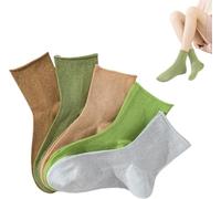 Générique Glitter Sock - 4/5 paia da donna alla moda, glitter Socks argento seta lucida colorata, 5 Coppie, S-M