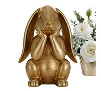 Générique Gold Resin Bunny Statua - Easter Rabbit Figurine | Thinking Table Ornament with Farmhouse Fit, Decorative Centerpiece with Portable Function, Indoor Shelf and Mantel Entryway