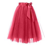 Générique Gonna con volant in tulle trasparente da donna, lunghezza al ginocchio, con struttura a 6 strati, stile fata e romantico, per matrimonio, ballo di fine anno, festa, costume da carnevale, Blu