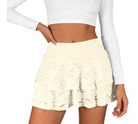 Générique Gonna corta trasparente in pizzo con mutandine integrate, anti-trasparenza, stile alla moda e versatile, per abbigliamento quotidiano, serata, uscita o fine settimana, modello femminile