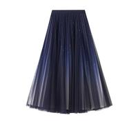 Générique Gonna tutù da donna sfumata di colori per autunno inverno gonna a pieghe midi lunga ed elegante a grande volume a linea in tulle per abbigliamento chic o festivo in tulle donna, blu, Taglia