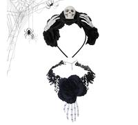 Générique Gothic Headband, Head Piece Lace Choker Set, Soft Goth Headdress, Adjustable Fit, Vintage-Inspired Design, for Halloween Cosplay, Themed Parties, Masquerade Balls